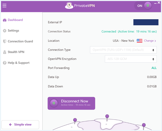 PrivateVPN App Geavanceerd