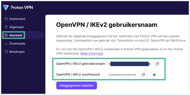 Proton VPN site waarbij 