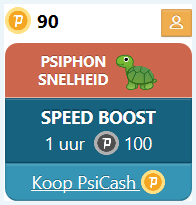 Psiphon VPN banner om PsiCash te kopen