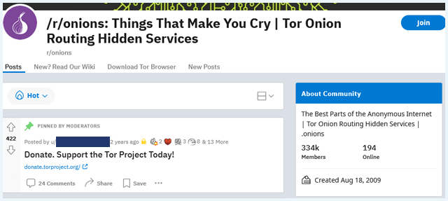 De pagina r/onions