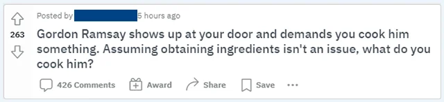 Reddit Post over Gordon Ramsay