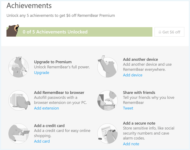 Achievements die je kunt unlocken om korting te krijgen op RememBear premium