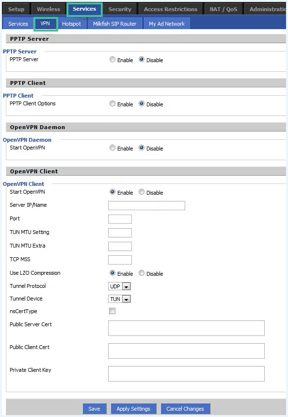Router Instellingen VPN