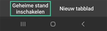 Samsung opties onder tabbladen waarbij