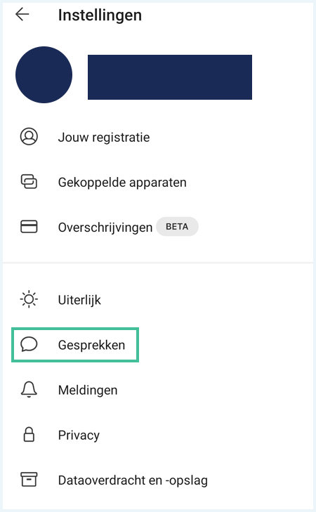 Signal menu waarbij 