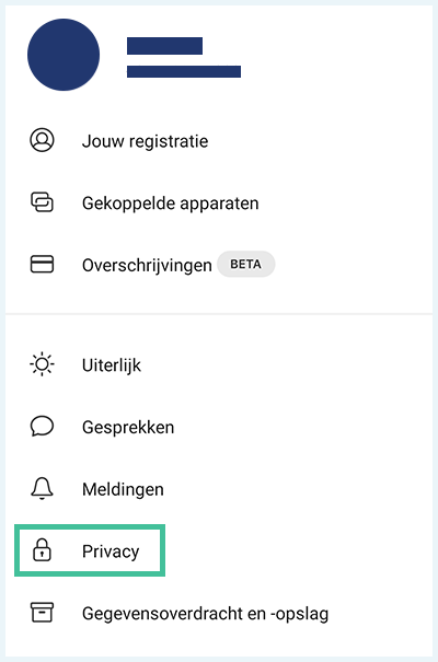 Signal profiel waarbij de optie 