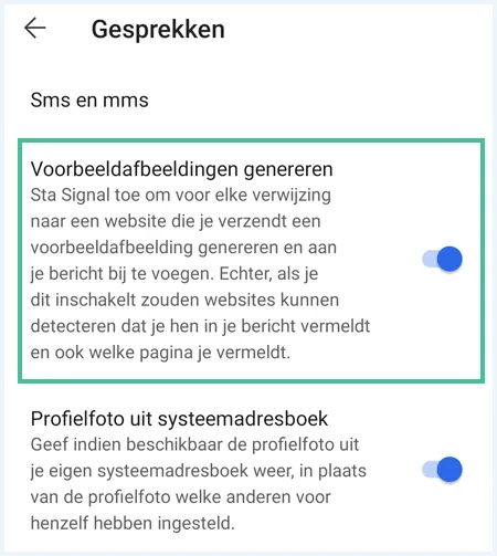 Signal instellingen 