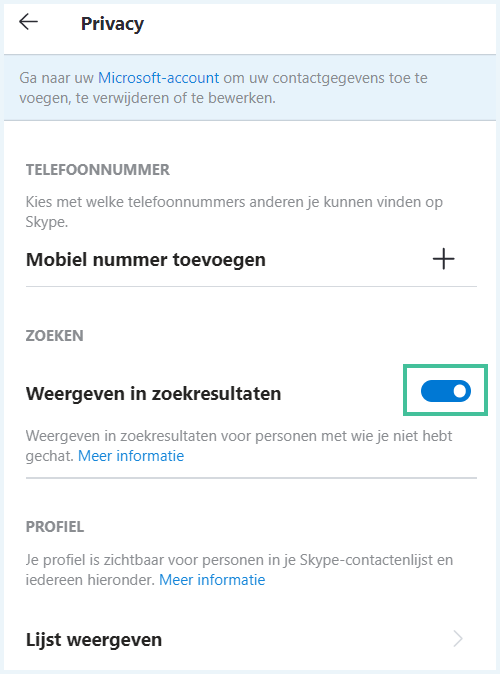 Skype privacyinstellingen