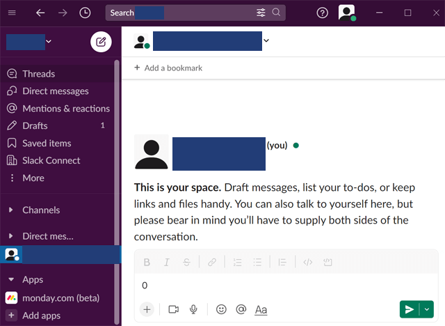Slack interface