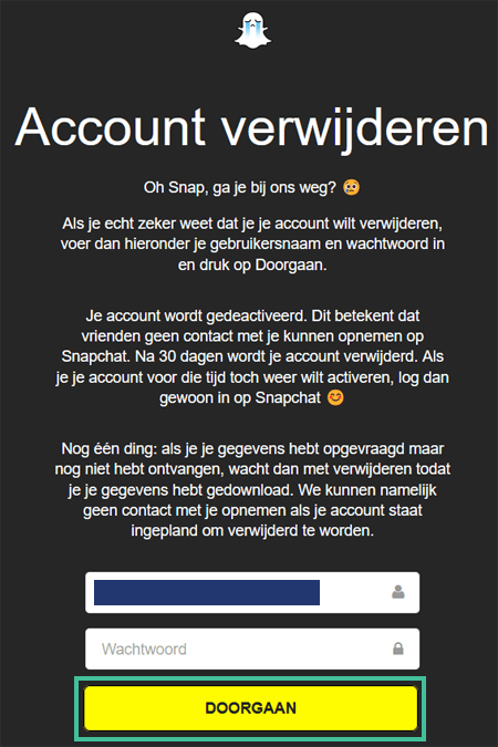 Snapchat pagina 