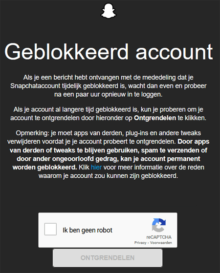 Snapchat pagina 