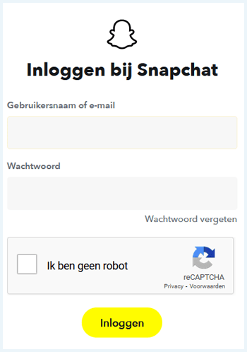 Snapchat loginscherm