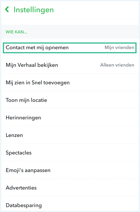 Snapchat scherm