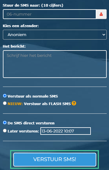 Formulier van de site stilletjes om een anonieme SMS te versturen