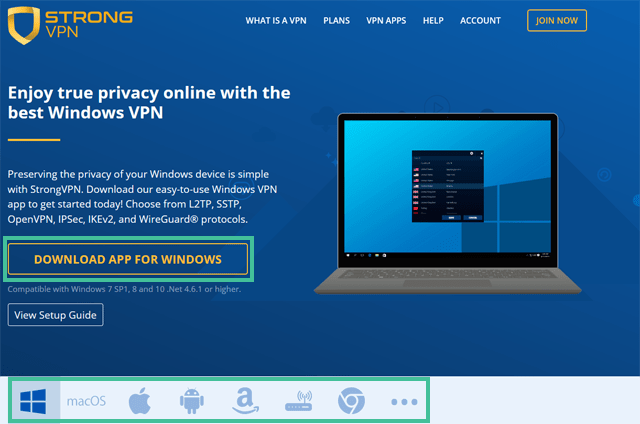 StrongVPN besturingssystemen en download
