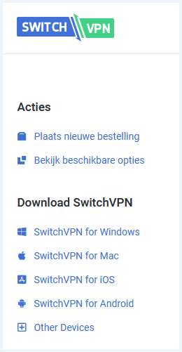SwitchVPN downloadopties