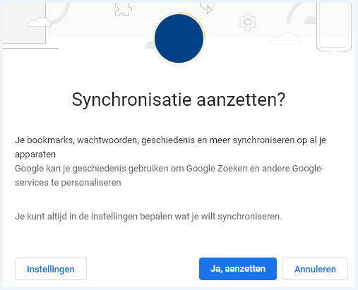 Screenshot Synchronisatie Google Chrome Account
