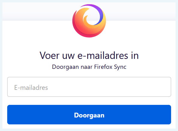 Screenshot Synchronisatie Mozilla Firefox Account