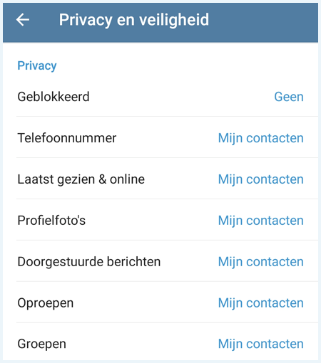 Telegram menu