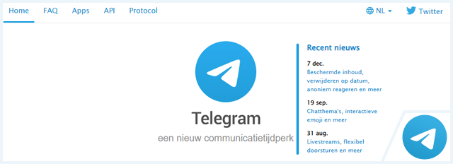 Telegram Website met Logo