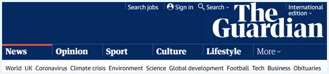 The Guardian dark web mirror homepage