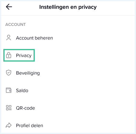 TikTok menu