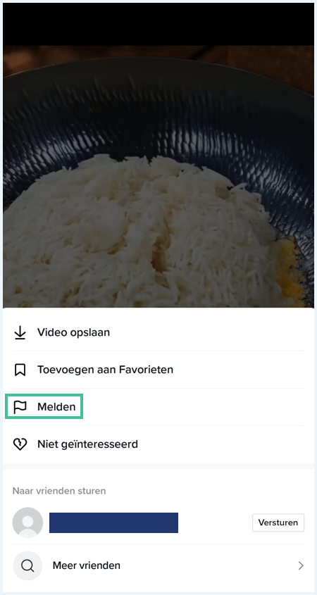 TikTok video waarbij de optie