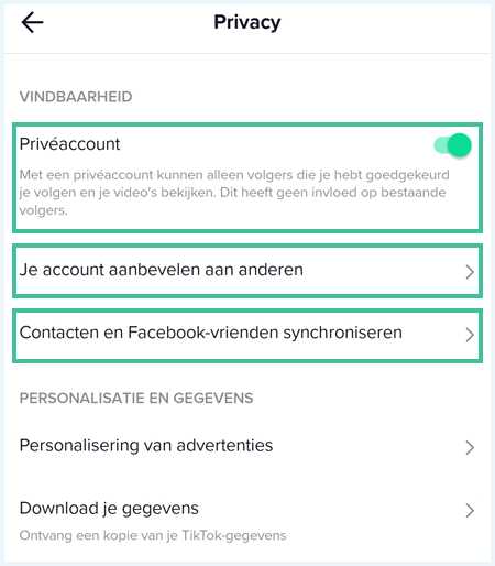TikTok menu