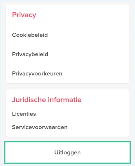 Tinder scherm waarbij 