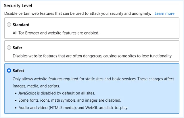 Tor browser instellingen voor