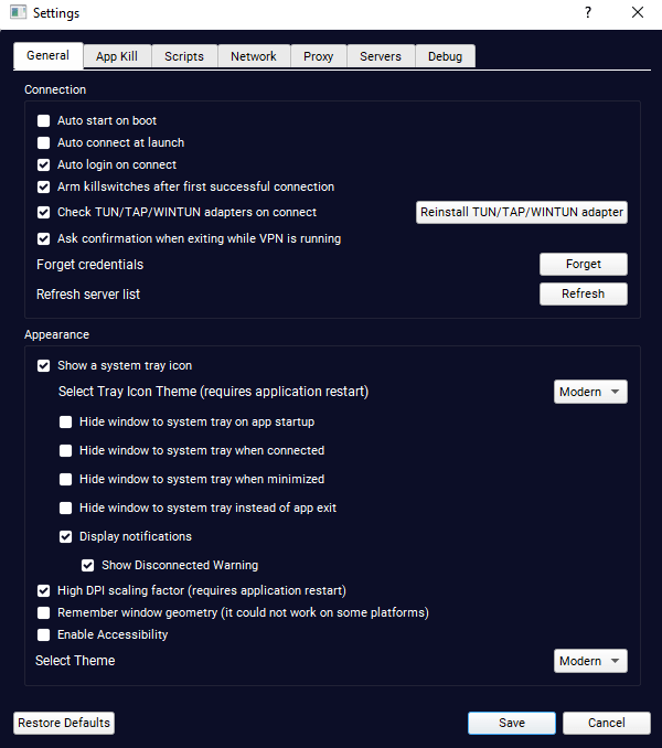 TorGuard VPN app General Settings