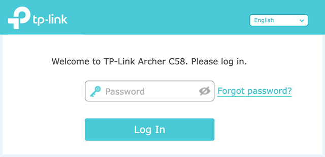 TP-Link Router-scherm om in te loggen