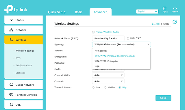 TP-Link Router-scherm