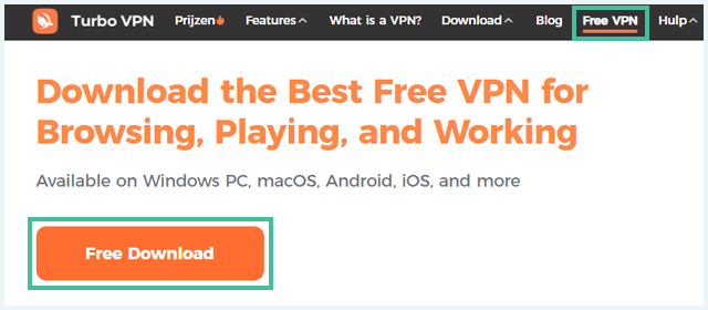 Turbo VPN website, pagina