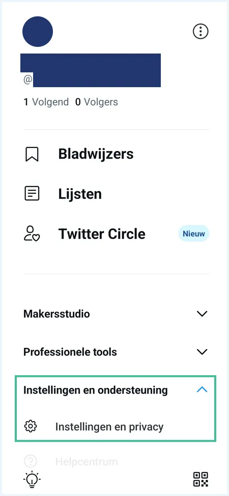 Twitter app waarbij