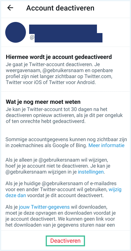 Twitter scherm
