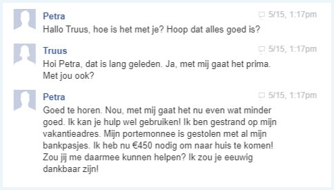 Phishingbericht in Facebook chat