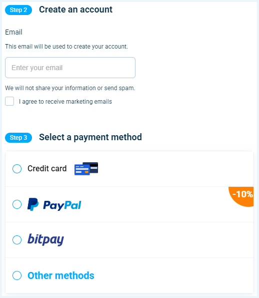 VPN Unlimited Create Account Scherm
