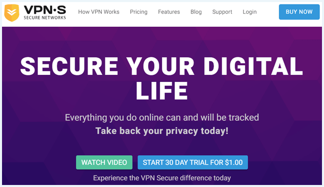 VPN Secure website homepage
