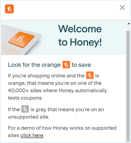 Openingsscherm van de app PayPal Honey