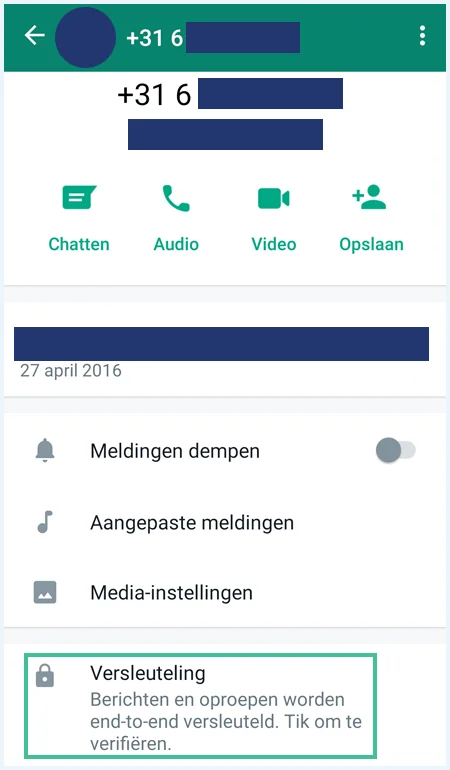 Profielpagina op WhatsApp waarbij