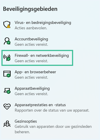 Windows beveiligingsgebieden met de check voor 