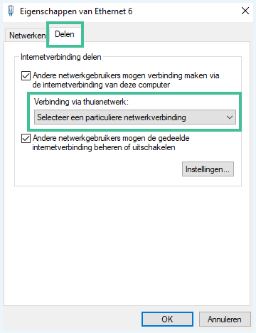 Eigenschappen specifieke netwerkverbinding