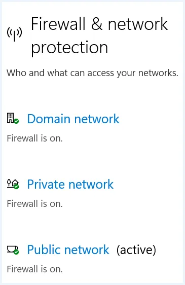 Windows Firewall status
