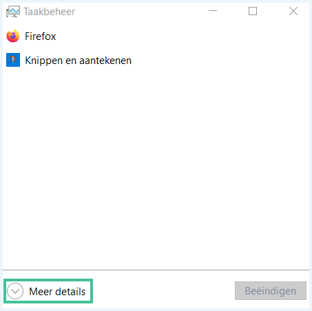 Windows taakbeheer waarbij