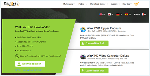 Interface van WinX YouTube Downloader