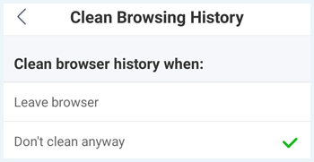 X-VPN Clean Browsing History instellingen
