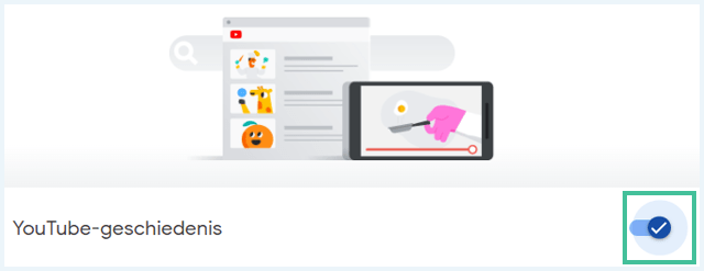 YouTube geschiedenis instelling schuifje