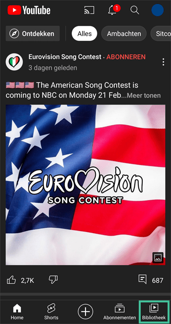 YouTube smartphone app homepagina met
