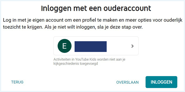 YouTube Kids inloggen met een ouderaccount